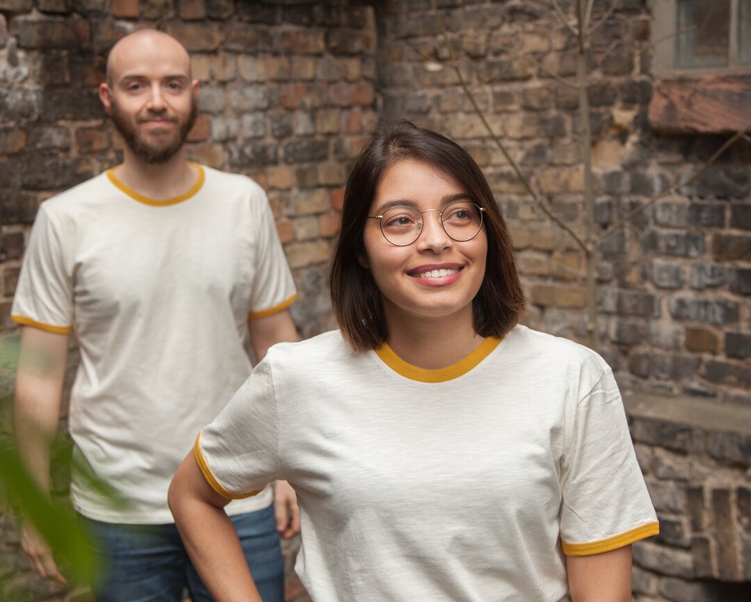 Buy Päfjes Basic Ringer Unisex T-shirt Organic Fair Trade Cotton  Yellow Online in India