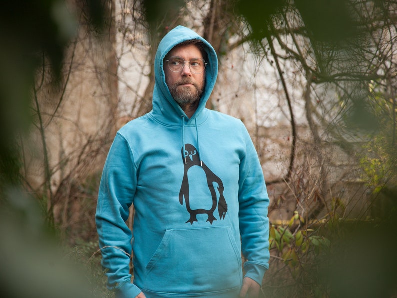 Penguin Paul Fair Wear Organic Unisex Hoodie / Hoody LightAzur image 1