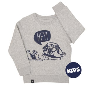 Hey Oskar Otter - Fair Wear Children/Kids Sweater - Grey/Blue