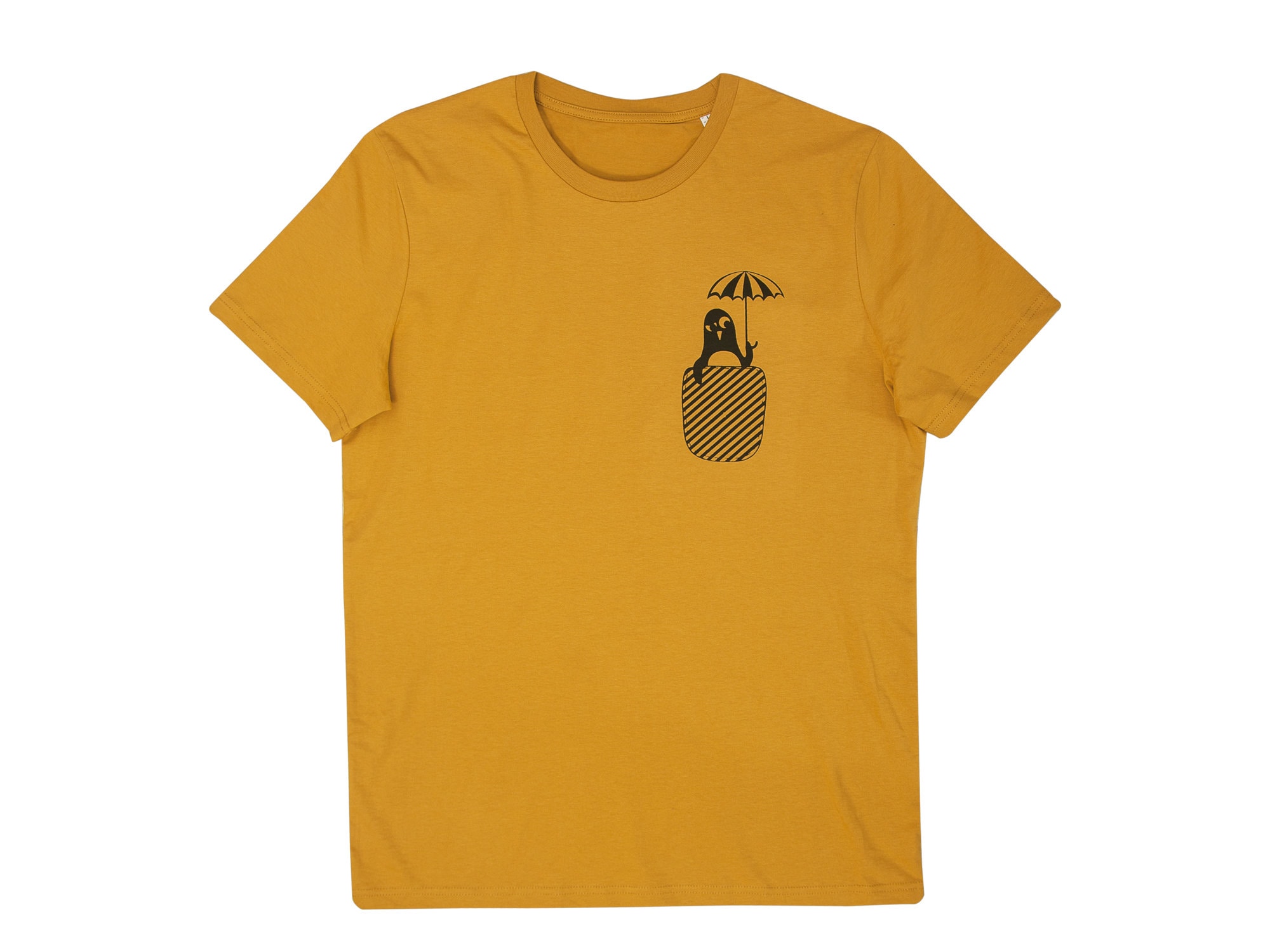 Pinguin Paul mit Schirm Fair Wear Bio Männer T-Shirt Gelb