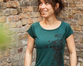 Pflanzen Kolibri - Fair gehandeltes Tencel Frauen T-Shirt - Petrol