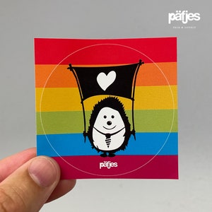 Ingo Igel mit Herzfahne - Sticker 5er Set - Bunt