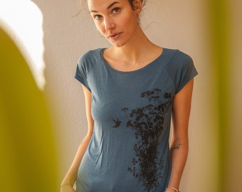 Pflanzen Kolibri V2 - Fair gehandeltes Tencel Frauen T-Shirt - DoveBlue