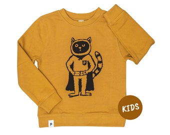 Karlo Superhelden Kater - Kinder Bio Sweater - Organic Cotton - Gelb