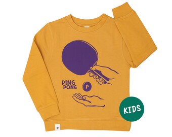 Ping Pong Tischtennis - Kinder Bio Sweater - Organic Cotton - Gelb