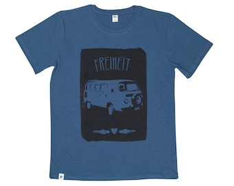 Bus Vanlife Freiheit - Fair gehandeltes Männer T-Shirt - Slub Blue