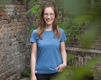 päfjes - Basic Women's T-Shirt - Fair Trade Cotton Organic - Slub Blue