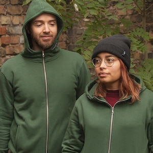 Basic Unisex Zipper Jacke - Bio Baumwolle - Grün