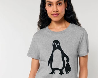 Penguin Paul with Fish - Fair Wear Women's T-Shirt - Bio/Organic Cotton / Heather Grey