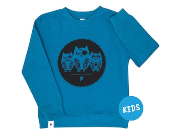 Die Eulen 3er Gang - Kinder Sweater - Organic Cotton - Blau