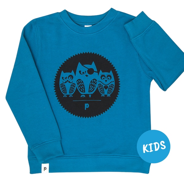 Die Eulen 3er Gang - Children's Sweater - Organic Cotton - Blue