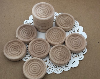12 | 16 Wood Checker Pieces | Stacker Discs | Round Cut Outs | Counters | Games | Maths | Educational | Toys | Raw Unfinished | Stacking