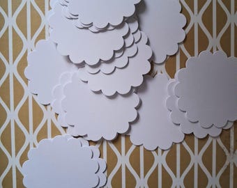 6cm Die cut Scallop edged circle cardboard blank white kraft sturdy thick cardstock 50 pcs