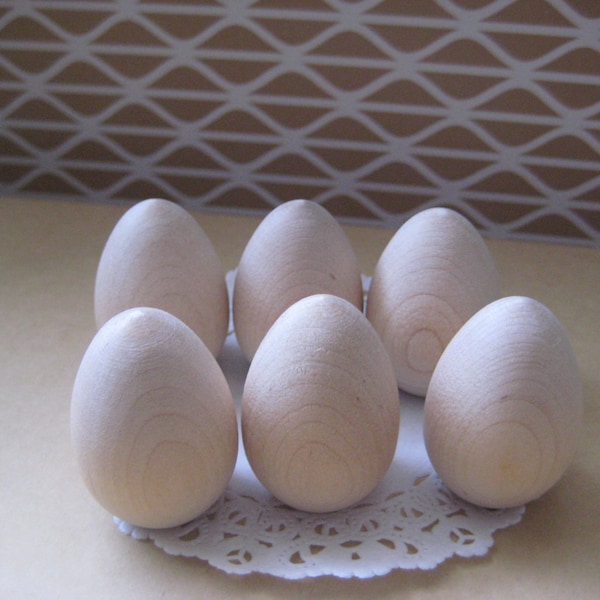 Dozen Set of 12 Unfinished Wooden Eggs 1-1/8 inches 2.86 cm Diameter, Children's Toys, Craft Supplies, Hardwood