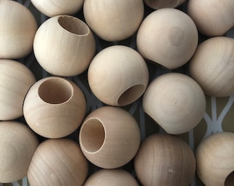 10 Pairs Unfinished Wooden Ball End caps with opening | kokeshi doll heads | bulk