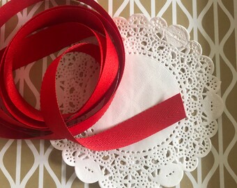 5m Red Herringbone Ribbon | Christmas gift wrapping | 15mm | 15cm