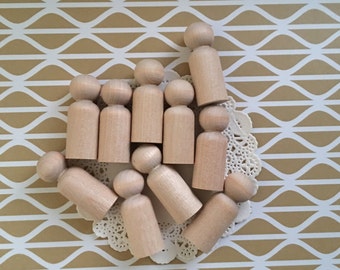 12 x Small Peg Dolls Perfect for DIY Cake Toppers for Birthdays or Any Occasions Bulk People for Doll Houses Unfinished
