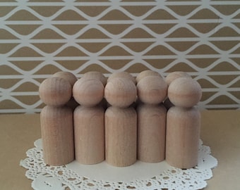 10 x Medium Peg Dolls Perfect for DIY Cake Toppers for Birthdays or Any Occasions Bulk People for Doll Houses Unfinished