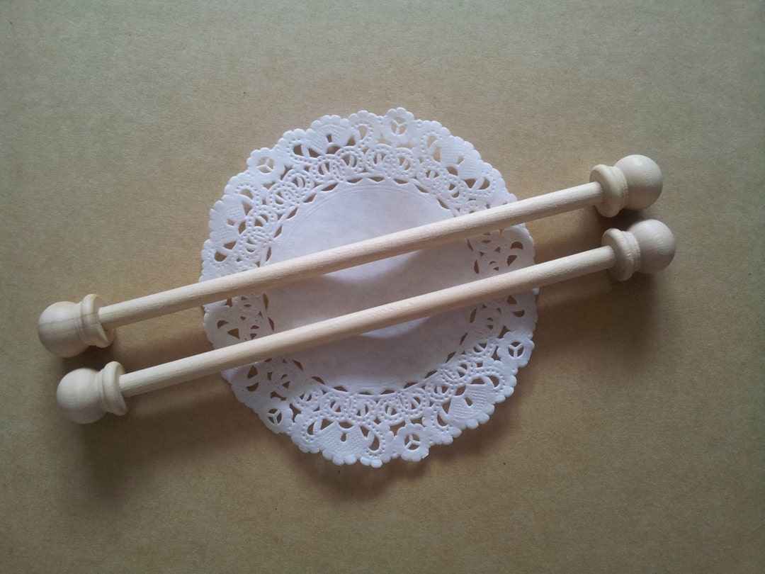 1 SAMPLE Pair of 6 Wooden Scroll Rods With End Caps DIY Wedding