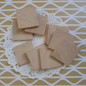 Qty 20 x Wood Tiles Squares 1-1/4&quot; 3.2 cm Shapes Cut Outs Props Craft Supplies DIY Educational Toys Rustic Unfinished