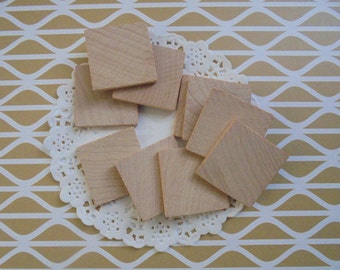 Qty 20 x Wood Tiles Squares 1-1/4&quot; 3.2 cm Shapes Cut Outs Props Craft Supplies DIY Educational Toys Rustic Unfinished