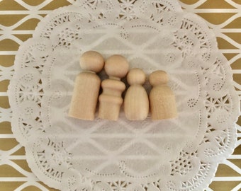 8 Wood Peg Dolls - People for Doll Houses Toys Cake Toppers for Weddings, Birthdays, Unfinished
