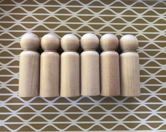 Large Wooden Peg Dolls Dad Man Bulk DIY Cake Toppers for Birthdays Any Occasions Keepsakes People Doll Houses Waldorf Unfinished