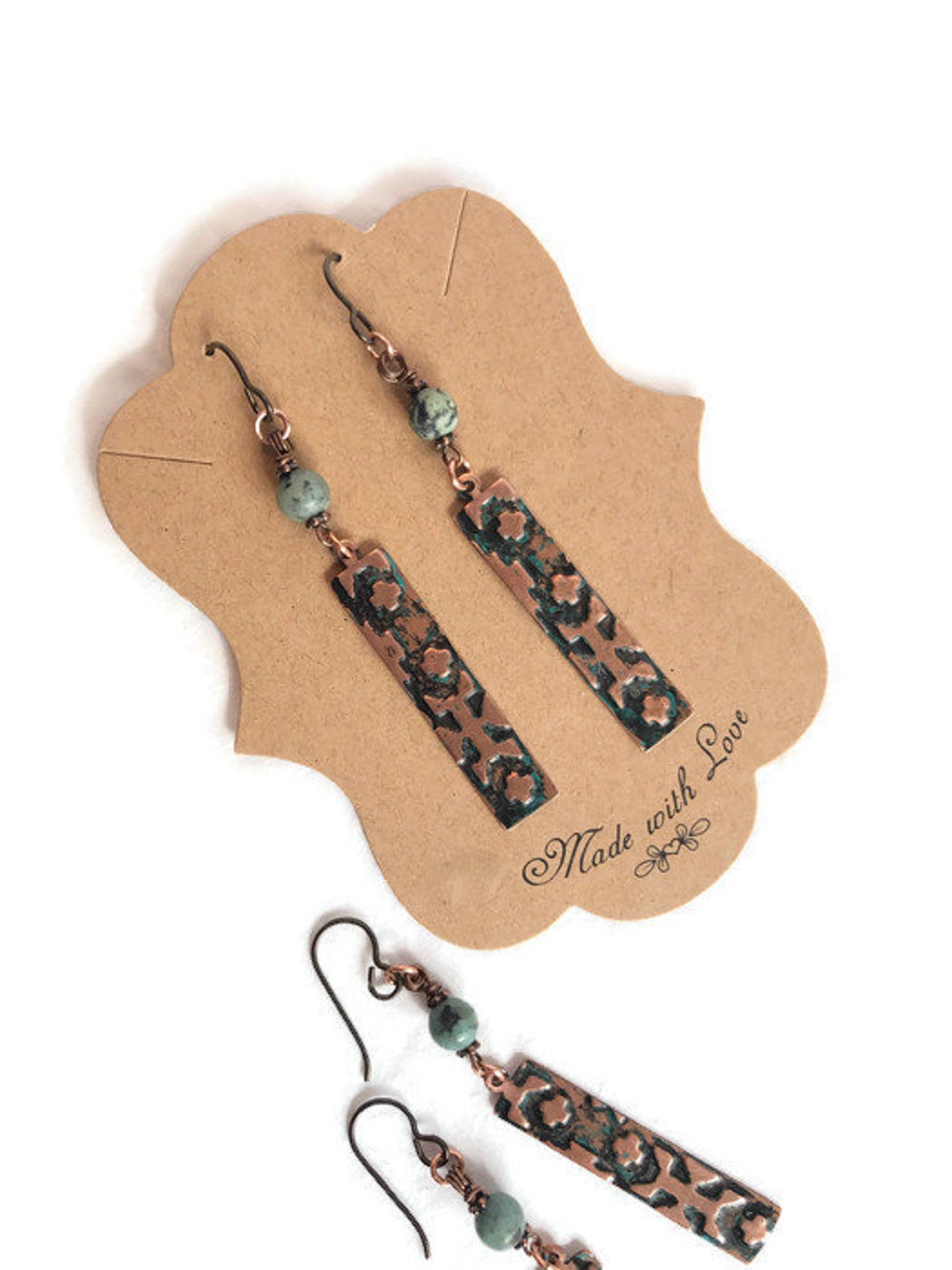 Copper and Turquoise Earrings Allergy Free Niobium Ear Wires Etsy