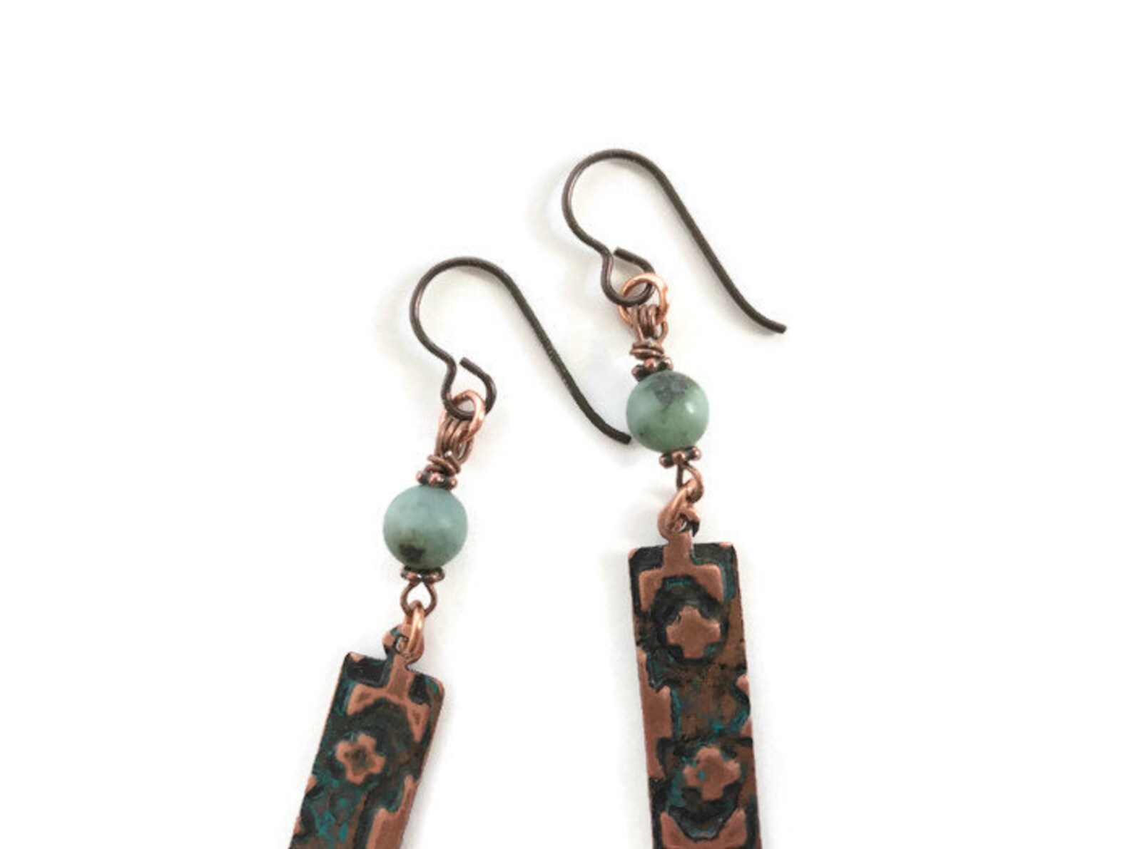 Copper and Turquoise Earrings Allergy Free Niobium Ear Wires Etsy