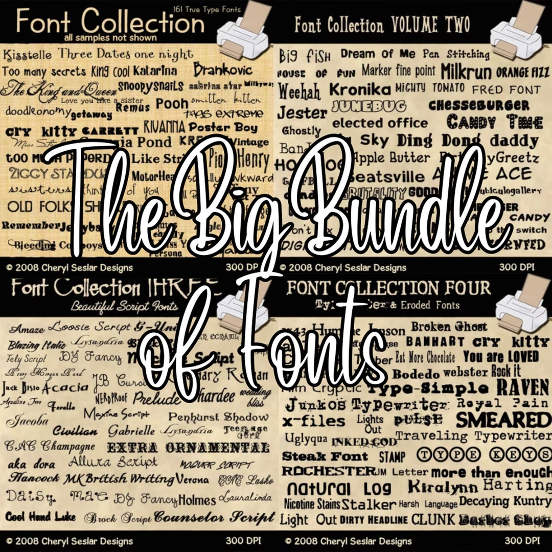The Big Bundle of Fonts Over 400 Fonts Etsy