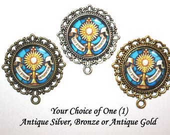 Eucharistic Monstrance Holy Communion Rosary Center # 2 Part/Rosary Making/Choice of Antique Silver, Bronze or Antique Gold | STA-101-353