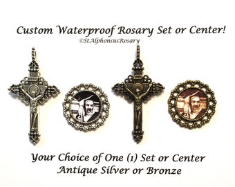 Saint Pio Rosary Centerpiece Bronze Color Vintage Style Chaplet Center Piece Connector Catholic St Mystic Protection Saint Rosary Parts