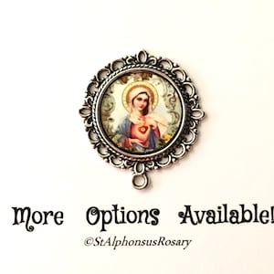WATERPROOF | Immaculate Heart of Mary Rosary Center Part | Choice of Bronze, Antique Silver, Antique Gold or Bright Gold | STA-101-84
