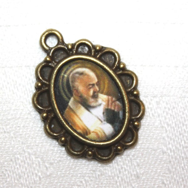 St. Padre Pio Catholic Mini Medal |Add to Rosaries/Bracelets/Necklaces/ Your choice of Bronze, Antique Gold or Antique Silver | STA-101-357