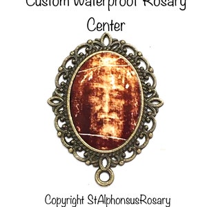 Custom WATERPROOF Rosary Center | Holy Face of Jesus Christ Shroud of Turin | Choice of Antique Silver, Bronze or Antique Gold | STA-101-23