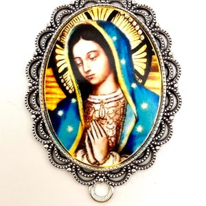 Our Lady of Guadalupe | MEGA Rosary Center Part | Antique Silver, Antique Gold or Bronze |  Suitable for Wall Rosaries | STA-101-355