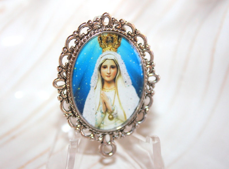 Rosary Gifts One 1 Our Lady of Fatima 1Custom Rosary Center Part Available in Antique Silver, Bronze or Antique Gold STA-101-183 image 1
