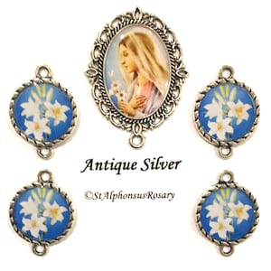 Rosary Gifts Custom Blue Blessed Mother with Lilies Rosary Set | Rosary Supplies | STA-101-370