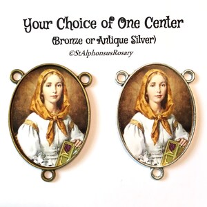 One (1) St. Dymphna MEGA size  WATERPROOF Rosary Center | Choice of Antique Silver or Bronze |  Suitable for Wall Rosaries | STA-101-337