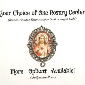 WATERPROOF | Custom image of the Sacred Heart of Jesus Rosary Center |  Bronze, Antique Silver, Antique Gold or Bright Gold | STA-101-204
