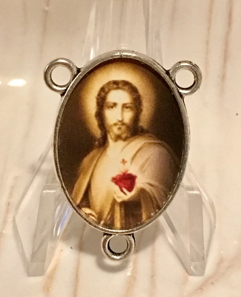 Unique Sacred Heart of Jesus Rosary Center Custom Antique - Etsy