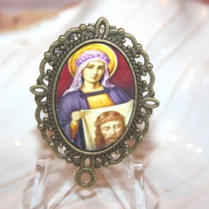St. Veronica of the Holy Face | Custom Rosary Center Part | Choice of Antique Silver, Antique Gold or Bronze | STA-101-303