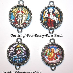 Silver Archangel Pater Set - St. Michael, Raphael, Gabriel ROSARY Image Bead Connector | Choice of 1, or a discounted set! | STA-101-213
