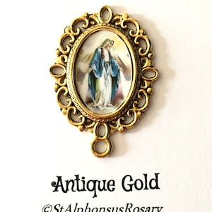 One (1)  Our Lady of Grace Virgin Mary Rosary Center  | Rosary Parts | Choice of Bronze or Antique Silver! | STA-101-25