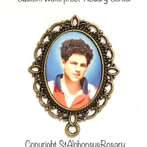 Custom Waterproof Rosary Center | Blessed Carlo Acutis | Patron of the Internet |  Antique Silver, Bronze or Antique Gold | STA-101-135