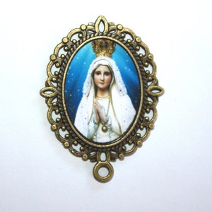 Rosary Gifts One 1 Our Lady of Fatima 1Custom Rosary Center Part Available in Antique Silver, Bronze or Antique Gold STA-101-183 image 3