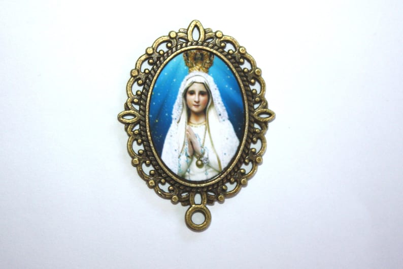 Rosary Gifts One 1 Our Lady of Fatima 1Custom Rosary Center Part Available in Antique Silver, Bronze or Antique Gold STA-101-183 image 3