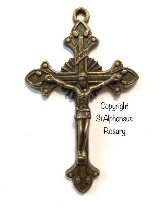 Bronze Crucifix | Large Size Rosary Making Crucifix (2 and 1/8 inches) or  Pendant | Your Choice of One, Three or Five!