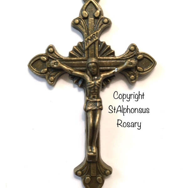 Bronze Crucifix | Large Size Rosary Making Crucifix (2 and 1/8  inches) or Pendant | Your Choice of One, Three or Five!