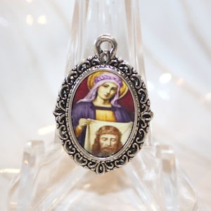 St. Veronica of the Holy Face Mini Medal charm | Add to Rosaries/Bracelets/Necklaces | Choice of Bronze, Silver, Antique Gold | STA-101-305